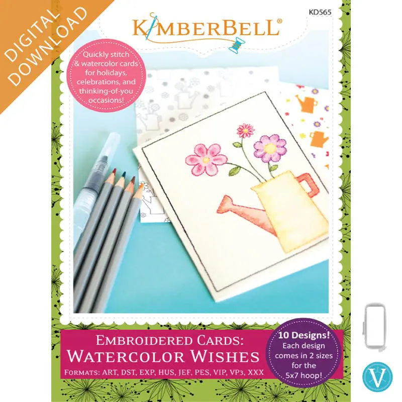 Kimberbell Tarjetas Bordadas-Watercolor Wishes (Archivos de Bordar)