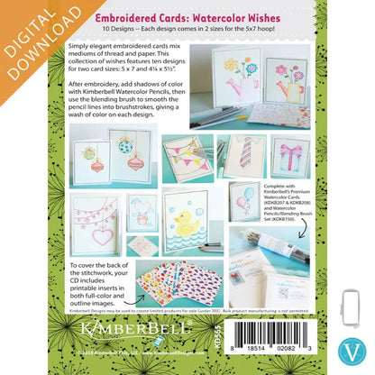 Kimberbell Tarjetas Bordadas-Watercolor Wishes (Archivos de Bordar)
