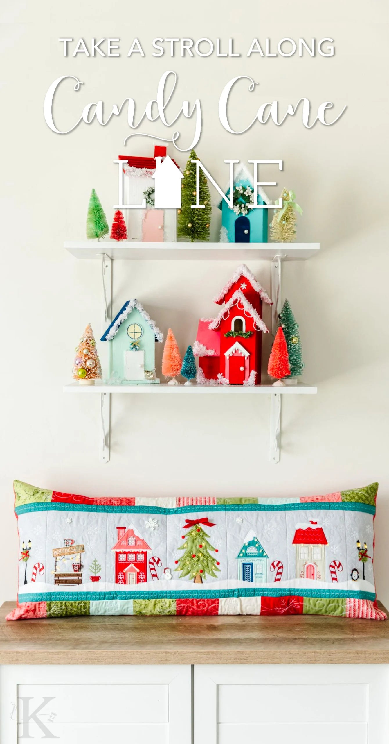 Kimberbell Candy Cane Lane Bench Pillow Embellishment Kit