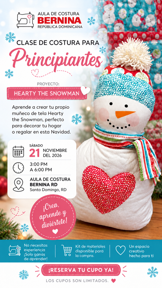 Taller para Principiantes: Introducción al Uso de la Máquina de Coser (Proyecto Hearty the Snowman)