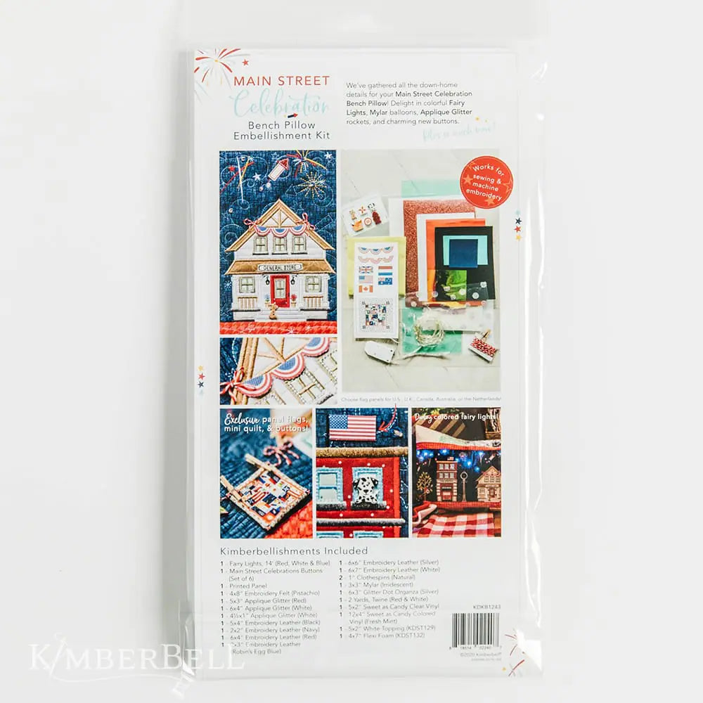 Kimberbell Main Street Celebration Bench Pillow-Embellishment Kit-Kit adornos para cojín