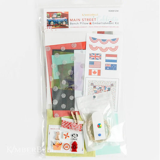 Kimberbell Main Street Celebration Bench Pillow-Embellishment Kit-Kit adornos para cojín