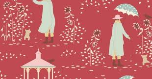 Tela Tilda (Windy Days) Windy Walk Dusty Red