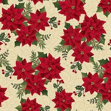 Tela Benartex (Charm Holiday) Charming Poinsettia Cream-Color 07, Style 9600M